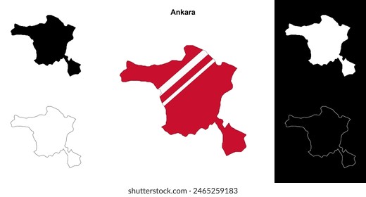 Ankara province outline map set