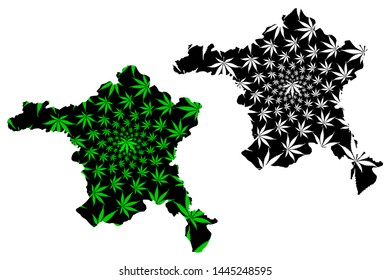 Ankara (Provinces of the Republic of Turkey) map is designed cannabis leaf green and black, Ankara ili map made of marijuana (marihuana,THC) foliage,
