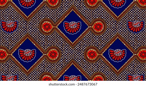 Ankara seamless pattern, straight lines and curves, textile art, tribal abstract, geometrics shape image, background, fashion artwork for Fabric print, clothes, scarf, shawl, carpet