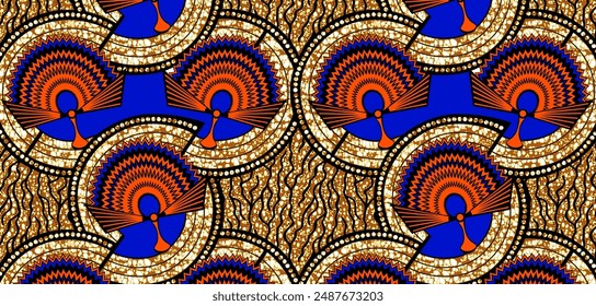 Ankara seamless pattern, straight lines and curves, textile art, tribal abstract, geometrics shape image, background, fashion artwork for Fabric print, clothes, scarf, shawl, carpet