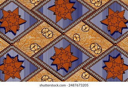 Ankara seamless pattern, straight lines and curves, textile art, tribal abstract, geometrics shape image, background, fashion artwork for Fabric print, clothes, scarf, shawl, carpet