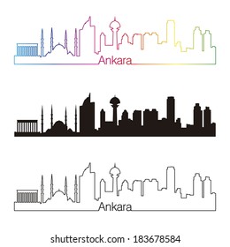 Ankara skyline linear style with rainbow in editable vector file