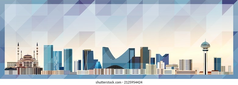 Ankara skyline vector colorful poster on beautiful triangular texture background