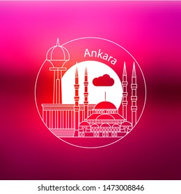 Ankara, Turkey detailed silhouette. Trendy vector illustration, flat style. Stylish colorful landmarks. The concept for a web banner. Business icon 