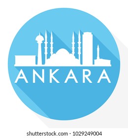 Ankara Turkey Flat Icon Skyline Silhouette Design City Vector Art.