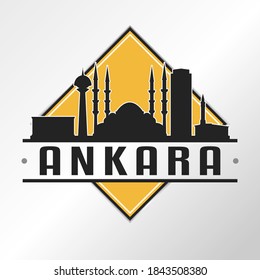 Ankara, Turkey Skyline Logo. Adventure Landscape Design Vector Illustration.