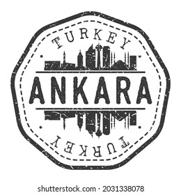 Ankara, Turkey Stamp Skyline Postmark. Silhouette Postal Passport. City Round Vector Icon. Vintage Postage Design.