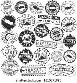 Ankara Turkey Stamp. Vector Art Postal. Passport Travel Design. Travel and Business Set.