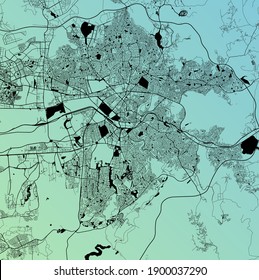 Ankara, Turquía (TUR) - Mapa de megaciudad de vectores urbanos con parques, vías férreas y carreteras, autopistas, afiche de diseño minimalista del plan de ciudad, centro de la ciudad, red de tránsito, proyecto de gradiente