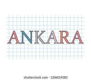 Ankara word on checkered paper texture- vector illustration