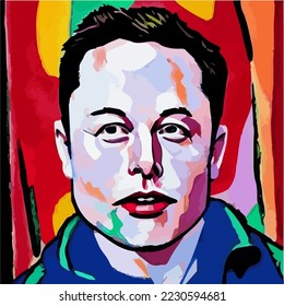 Ankara,Turkey- 11.25.2022 Elon Musk bought Twitter for $44 billion. SpaceX, Tesla, Neuralink. Illustration Vector Cartoon Drawing