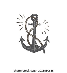 Anker on white background. Illustration for marine banner.