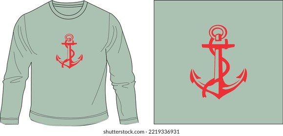 anker used by boat stopping t shirt graphic design vector illustration \