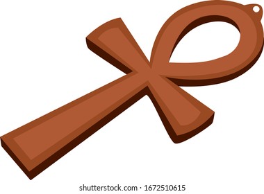 Ankh amulet, illustration, vector on white background.