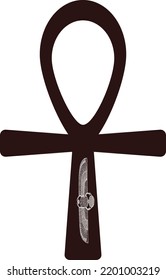 Ankh ancient egyptian cross sign with motifs