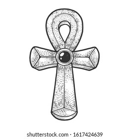 Ankh ancient Egyptian life symbol sketch engraving vector illustration. T-shirt apparel print design. Scratch board imitation. Black and white hand drawn image.