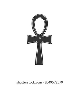Ankh Ancient Symbols Icon Silhouette Illustration. Egyptian Cross Vector Graphic Pictogram Symbol Clip Art. Doodle Sketch Black Sign.