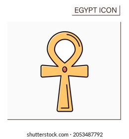 Ankh color icon. Cross. Key of life symbol in Ancient Egypt. Hieroglyphic. Infinity. Egypt concept. Isolated vector illustration 