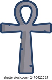 Ankh cross linear color vector illustration