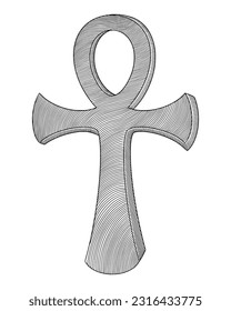 Ankh cross, Vintage engraving drawing style illustration