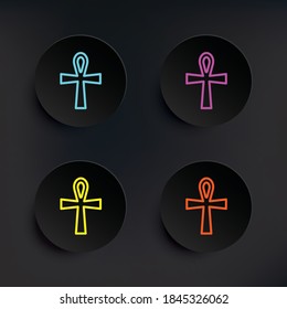 Ankh dark badge color set icon. Simple thin line, outline vector of mythology icons for ui and ux, website or mobile application