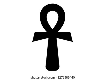 The ankh egyptian cross. Vector illustration. Antique black ankh egyptian religious symbol. The ancient Egyptians used the Ankh as a symbol for eternal life