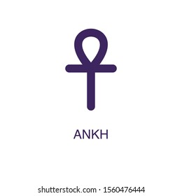 Ankh element in flat simple style on white background. Ankh icon, with text name concept template