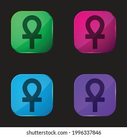 Ankh four color glass button icon