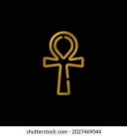 Ankh gold plated metalic icon or logo vector