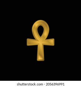 Ankh gold plated metalic icon or logo vector