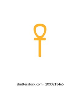 Ankh gold sign or egyptian ancient symbol of life and immortality, flat vector illustration isolated on white background. Egyptian cross religious symbol.