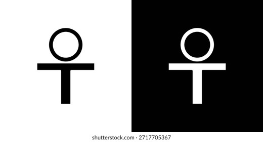 Pictograma de um ícone de Ankh na superfície preta. Para design gráfico e web.