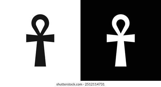 Ankh icon Black line art vector logo set