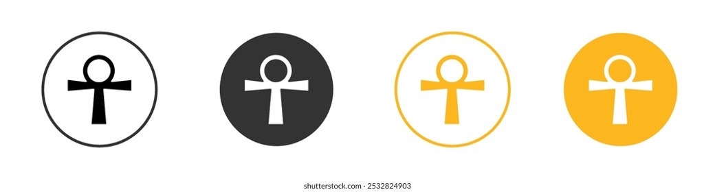 Ankh icon black and white vector outline sign