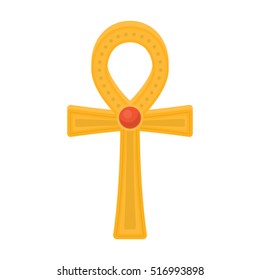 Ankh icon in cartoon style isolated on white background. Ancient Egypt symbol stock vector illustration.