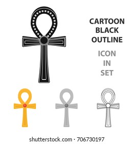 Ankh icon in cartoon style isolated on white background. Ancient Egypt symbol stock vector illustration.