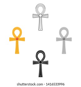 Ankh icon in cartoon,black style isolated on white background. Ancient Egypt symbol stock vector illustration.