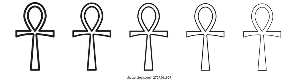 Design de ícone ankh em estilo de traçado fino editável para trabalho gráfico