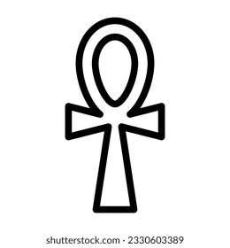 Icono de Ankh. Símbolo egipcio de la cruz. Ilustración vectorial aislada en fondo blanco.