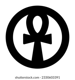 Icono de Ankh. Símbolo egipcio de la cruz. Ilustración vectorial aislada en fondo blanco.