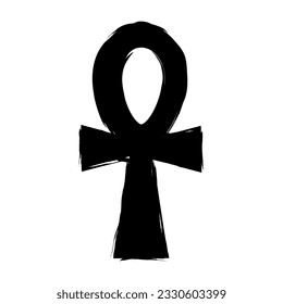 Icono de Ankh. Símbolo egipcio de la cruz. Ilustración vectorial aislada en fondo blanco.