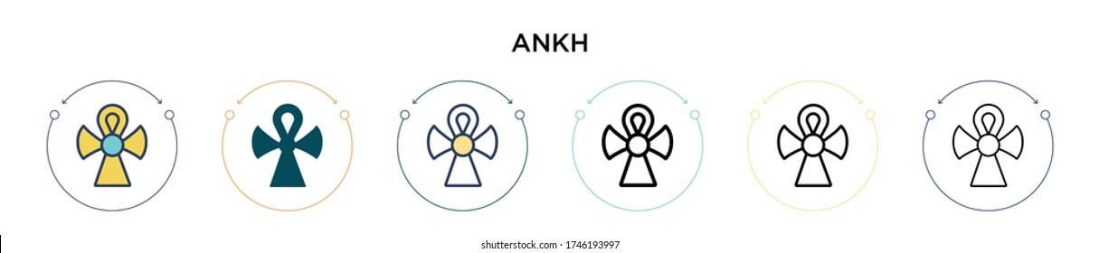 Ankh icon in filled, thin line, outline and stroke style. Vector illustration of two colored and black ankh vector icons designs can be used for mobile, ui, web