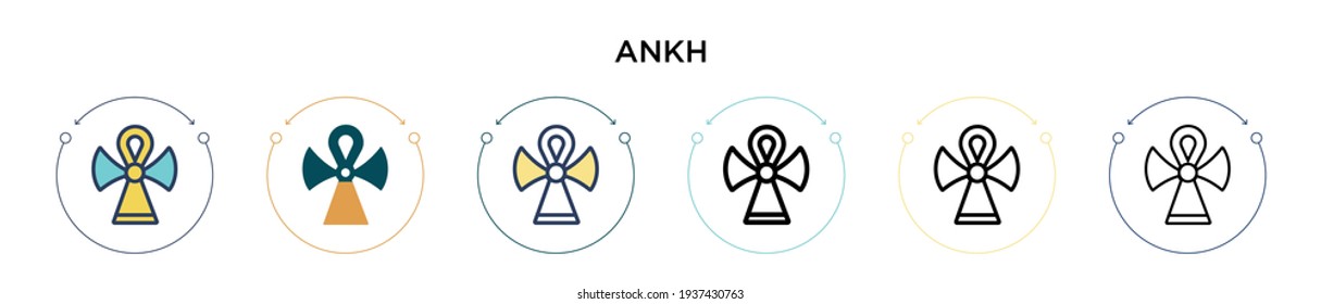 Ankh icon in filled, thin line, outline and stroke style. Vector illustration of two colored and black ankh vector icons designs can be used for mobile, ui, web