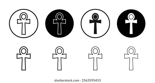 Ankh icon Flat outline fill set collection