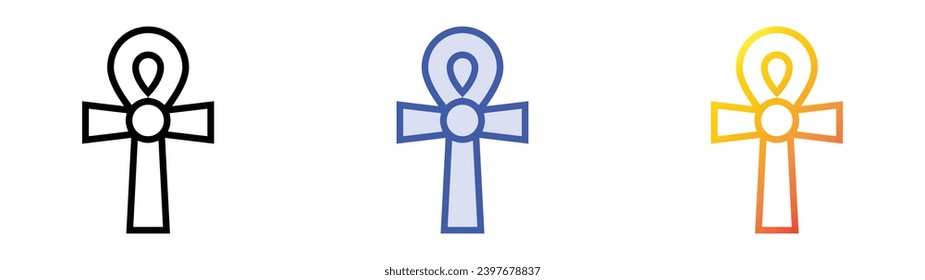 ankh icon. Linear, Blue Fill and Gradient Style Design Isolated On White Background