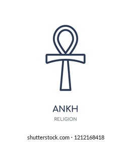 Ankh icon. Ankh linear symbol design from Religion collection. Simple outline element vector illustration on white background.