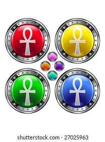 Ankh icon on round vector button