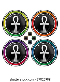 Ankh icon on round vector button