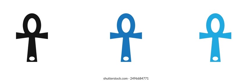 Ankh icon outline collection or set in black and white