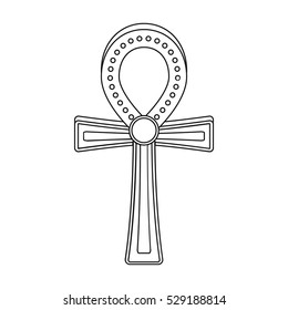 Ankh icon in outline style isolated on white background. Ancient Egypt symbol stock vector illustration.